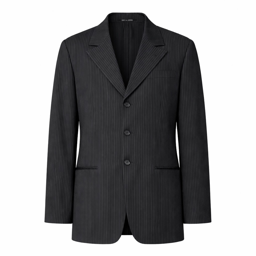 Armani Collezioni Men's Pinstripe Sport Coat 40L Relaxed Fit Black/White